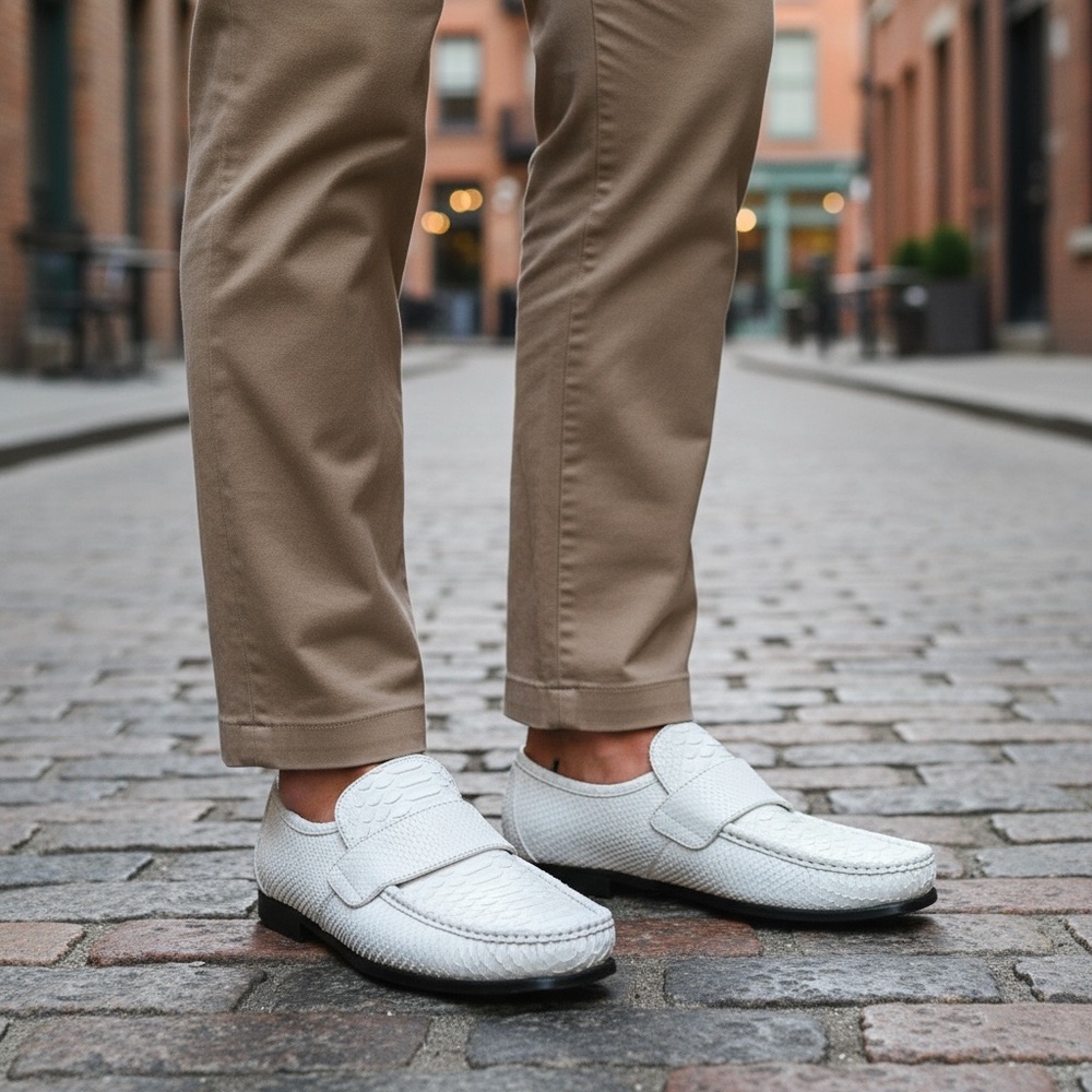 Patrick Cox White Textured Loafers